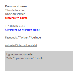 Signature courte promo